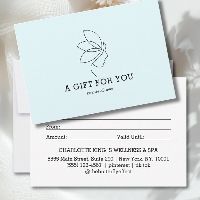 Frau Schönheitslinie Kunst Blau Geschenkgutschein (Woman Beauty Line Art Blue Gift Certificate)