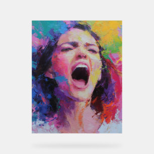 Frau Schreit Abstrakt Farben Expressive Acrylmaler Acrylschild