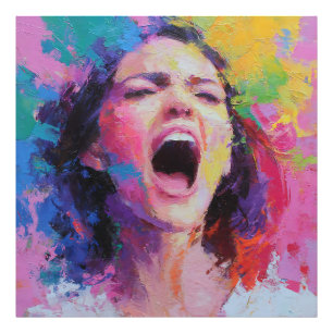 Frau Schreit Abstrakt Farben Expressive Acrylmaler Fotodruck