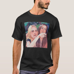 Frau schreit beim Tisch Abendessen Katze Meme dank T-Shirt