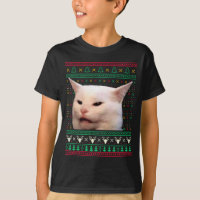 Frau schreit Katzen hässliche Weihnachts-Pullover