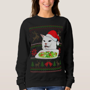 Frau schrie bei einer Katze Meme Weihnachten Sweatshirt