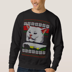 Frau schrie bei einer Katze Ugly Christmas Sweater Sweatshirt