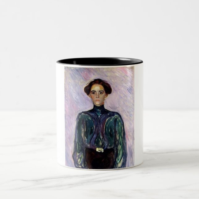 Frau Schwarz (von Edvard Munch) Zweifarbige Tasse (Mittel)