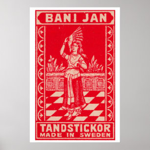 Frau Schweden 1920er-30er Jahre Streichholzschacht Poster
