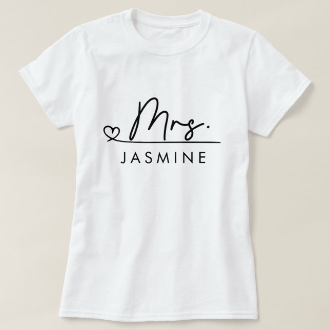 Frau Script Custom Wedding T-Shirt (Design vorne)