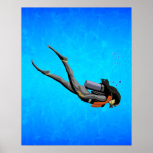 Frau SCUBA Diving Poster