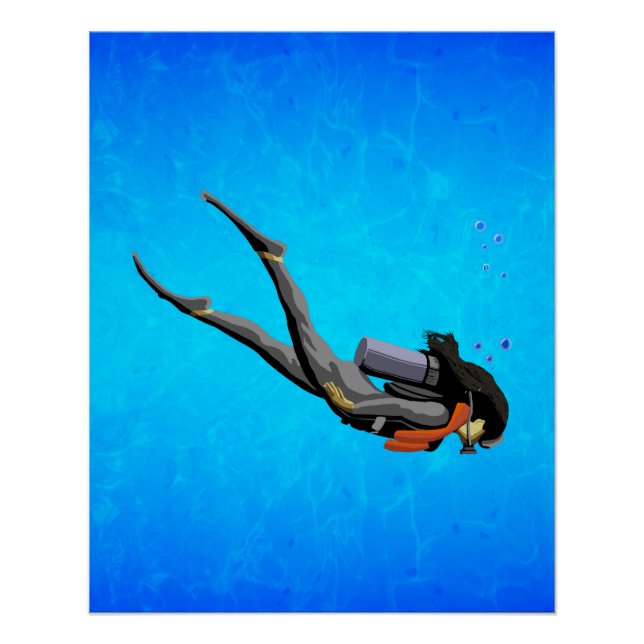 Frau SCUBA Diving Poster (Vorderseite)