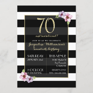 Frau siebzig und sensationell| B&W Floral Strip Einladung