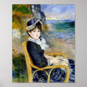 Frau sitzt am Meer von Pierre-Auguste Renoir Poster