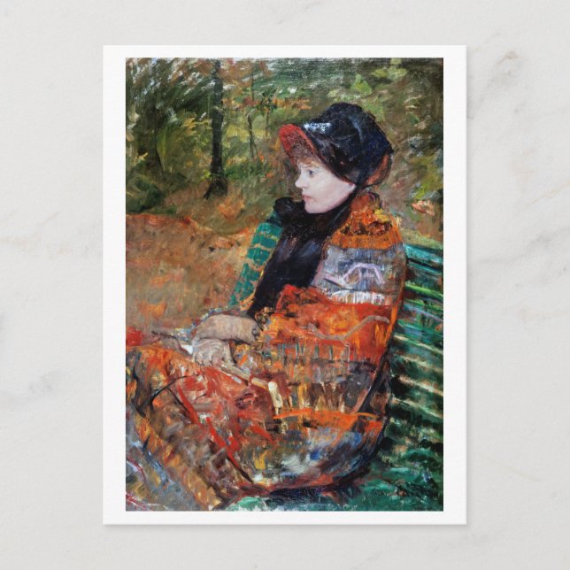 Frau sitzt auf der Bank, Mary Cassatt Postkarte (Vorderseite)