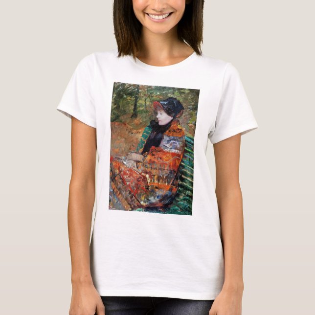 Frau sitzt auf der Bank, Mary Cassatt T-Shirt (Vorderseite)