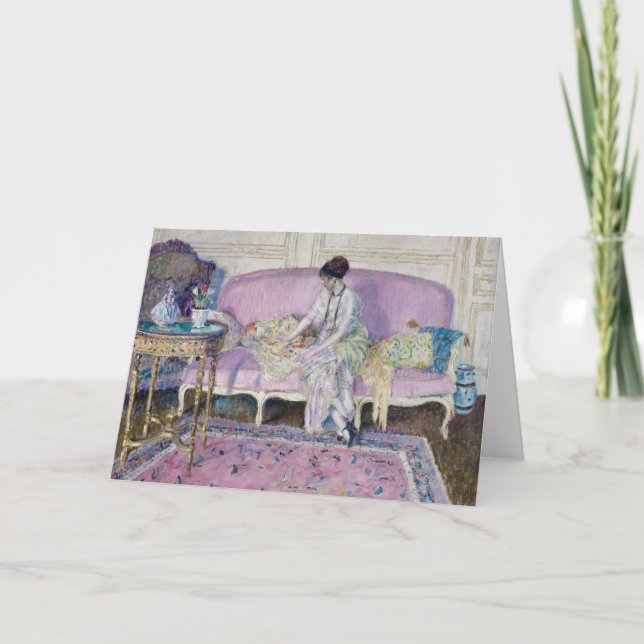 Frau sitzt auf Sofa | Frederick Carl Frieseke Karte (Vorderseite)