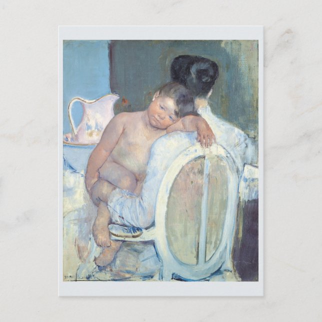 Frau sitzt mit Kind in ihrem Arm Mary Cassatt Postkarte (Vorderseite)