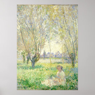 Frau sitzt unter Willows - Claude Monet Fine Art Poster