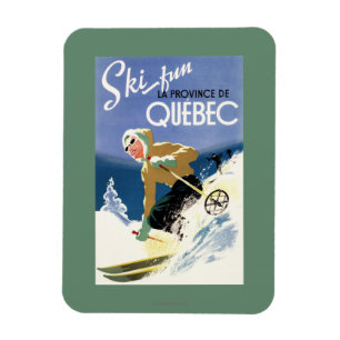 Frau Skiing - Englisch und Französisches Poster Magnet