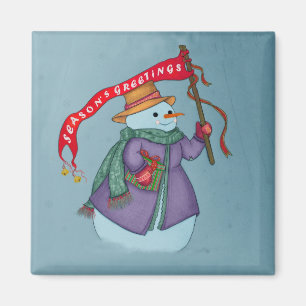 Frau Snowmans Special Delivery Christmas Magnet