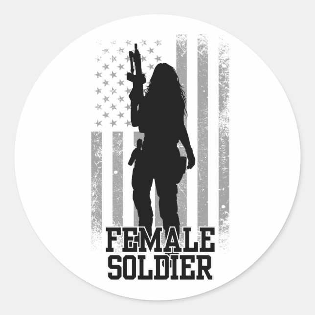 Frau Soldier Runder Aufkleber (Vorderseite)