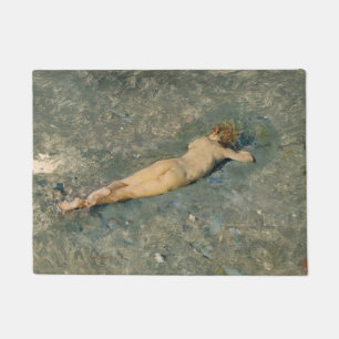 Frau Sonnenbaden am Strand von Portici Fußmatte