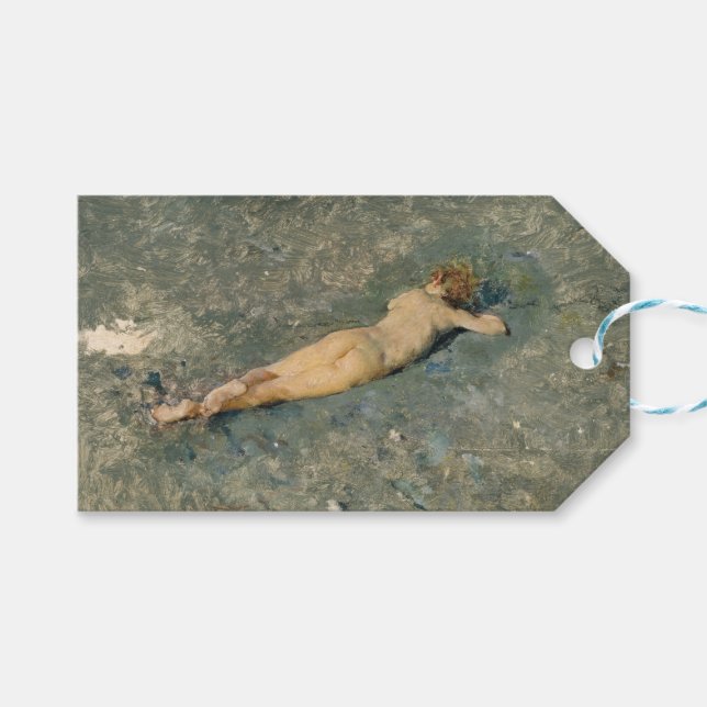 Frau Sonnenbaden am Strand von Portici Geschenkanhänger (Vorderseite (Horizontal))