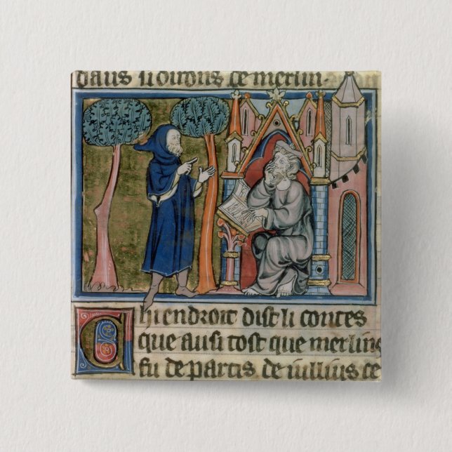 Frau Spant 95 f.268 MERLIN schreibt die Geschichte Button (Vorderseite)