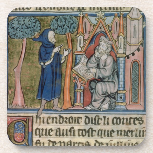 Frau Spant 95 f.268 MERLIN schreibt die Geschichte Untersetzer (Vorderseite)