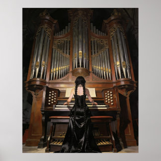 Frau spielt eine große Orgel Poster
