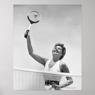 Frau spielt Tennis 2 Poster