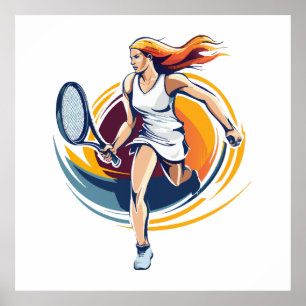 Frau spielt Tennis Poster
