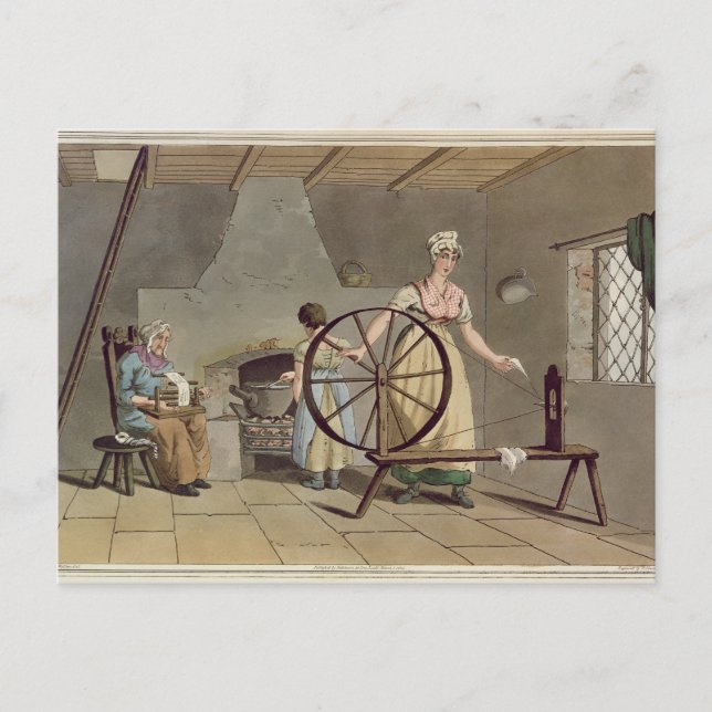 Frau Spinning, aus "Kostüm von Yorkshire" Postkarte (Vorderseite)