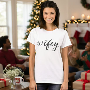 Frau T-Shirt Geschenk "Wifey" Buntes Skript Herz