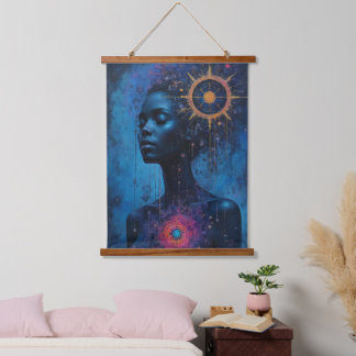 Frau Tarot Wandteppich Mit Holzrahmen