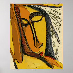 Frau Tellow Face Abstrakt Poster