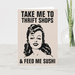 FRAU THRIFT SHOPS & SUSHI FUNNY Cards Karte