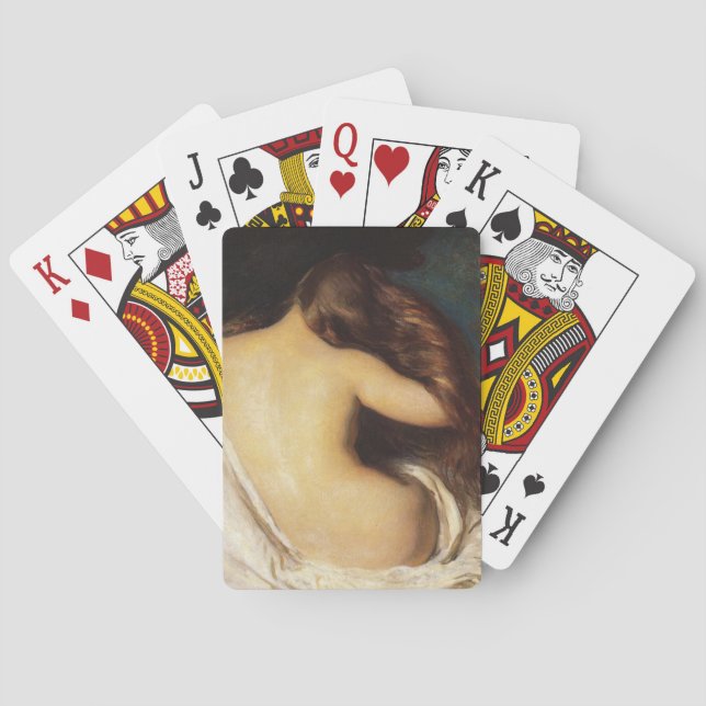 Frau trocknet ihr Haar (von Joseph DeCamp) Spielkarten (Rückseite)