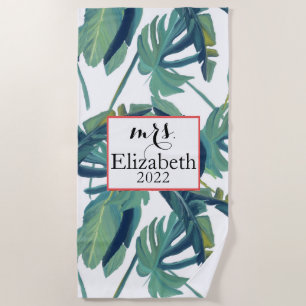 Frau Tropical leaf & typografie Strandtuch