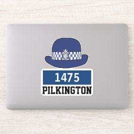 Frau UK Police Constable Hat mit Name & Nummer Aufkleber