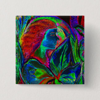 Frau und Blume, tiefe Farben (m4sol) Button