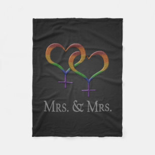 Frau und Frau Lesbian Pride Rainbow Symbols Fleecedecke