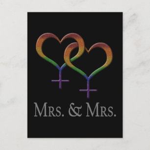 Frau und Frau Lesbian Pride Rainbow Symbols Postkarte