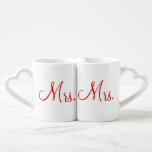 Frau und Frau Lovers' Mug Set Liebestassen<br><div class="desc">Frau und Frau Lovers' Mug Set mit Frau geschrieben in rotes Skript auf die Front beider Tassen.</div>