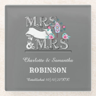 Frau und Frau Personalisiert Lesbian Wedding Gift Glasuntersetzer