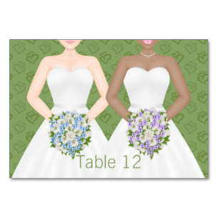 Frau und Frau Two Brides Lesbian Wedding Tischnummer