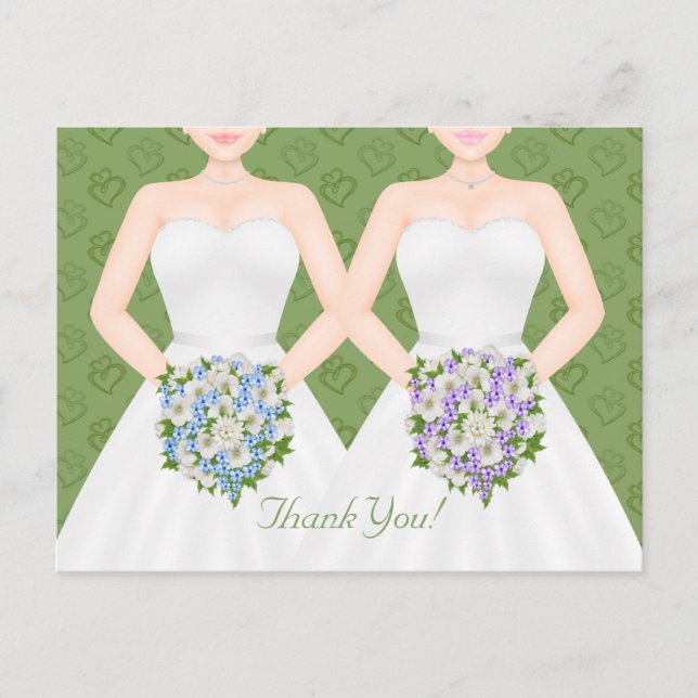 Frau und Frau Two Brides Lesbian Wedding Vielen Da Postkarte (Vorderseite)