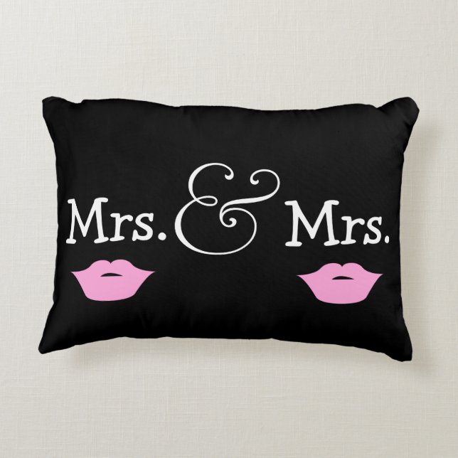 Frau und Frau Two Brides Lips Wedding Geschenk Dekokissen (Rückseite)