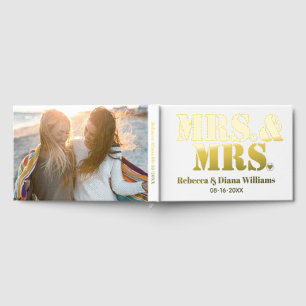 Frau und Frau White Foto Folie Lesben Hochzeit Gästebuch