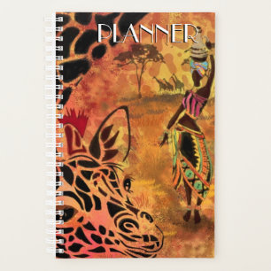 Frau und Giraffe Afrika Planer