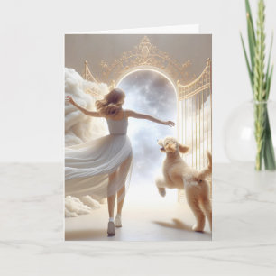 Frau und Goldendoodle am Himmelstor Karte