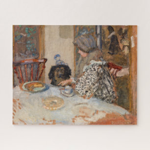 Frau und Hund an der Tabelle Paul Bonnard