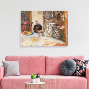Frau und Hund an der Tabelle Paul Bonnard Leinwanddruck